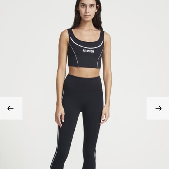 NWT $99 P.E.Nation three pointer sports bra, green white stripe, S - Picture 3 of 10